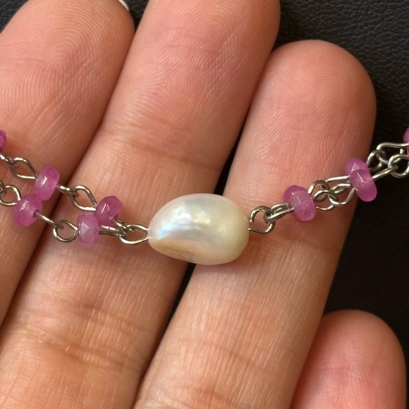 NEW Genuine Freshwater Pearls & Pink Quartz Beaded 30” Necklace - Picture 2 of 5